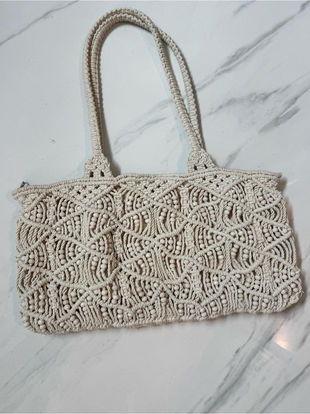 Handcrafted Macramé Tote Bag in Cream